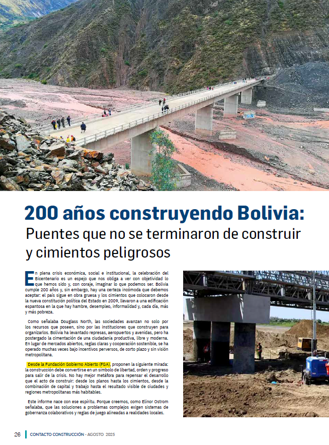 Informe especial para la revista de la construcción más reconocida de Bolivia