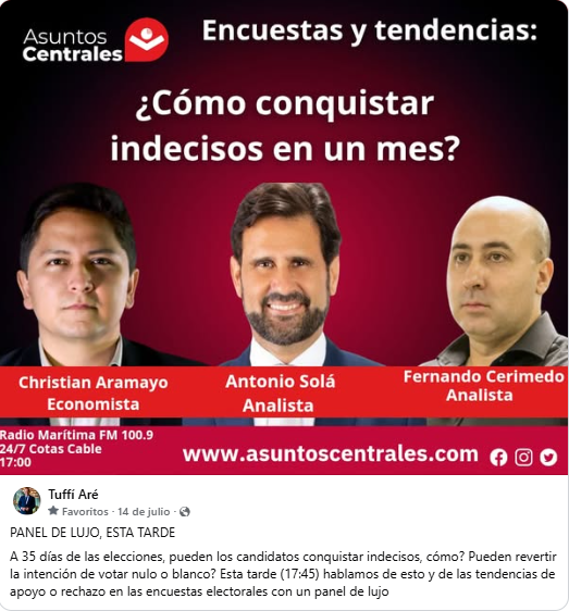 Comentario y anuncio del periodista más influyente de Bolivia